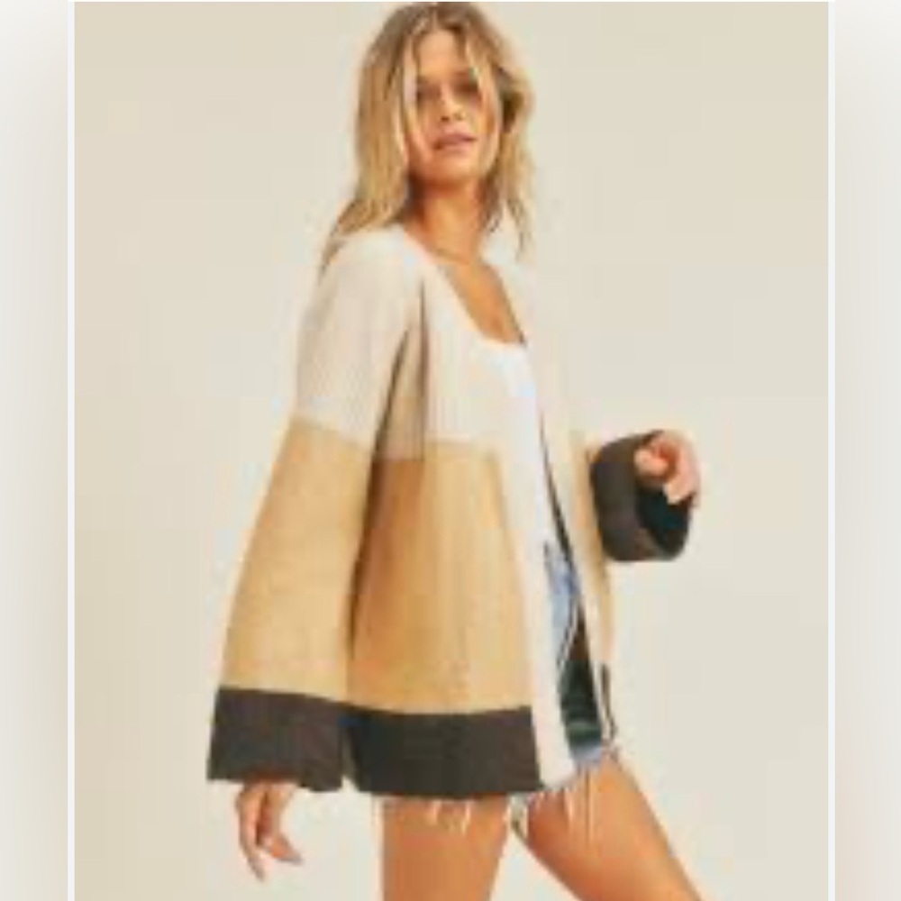 Lush Colorblock Open Front Cardigan